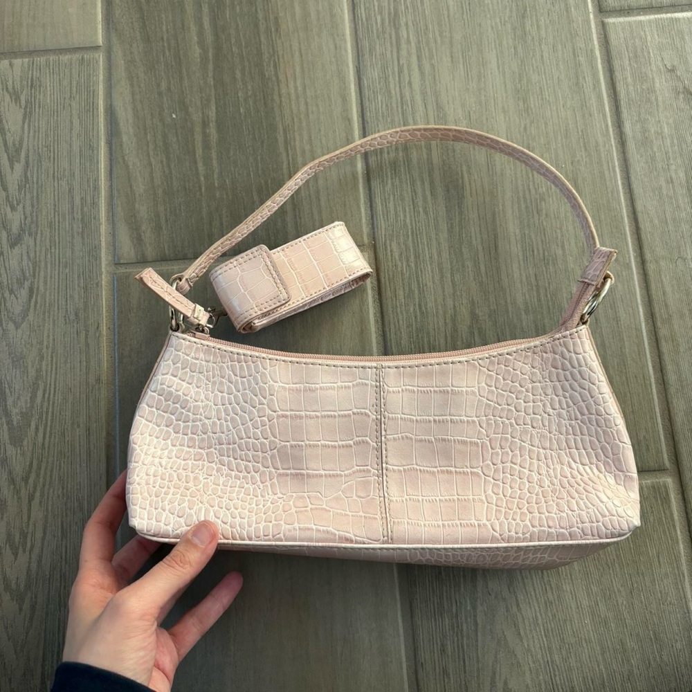 Nine West Light Pink Croc-Embossed Mini Bag